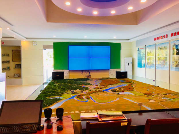 The multimedia room of the Dongting Lake Station for Wetland Ecosystem Research.