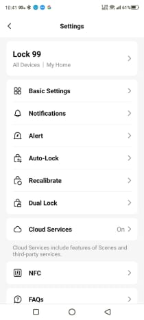 Lock information and settings