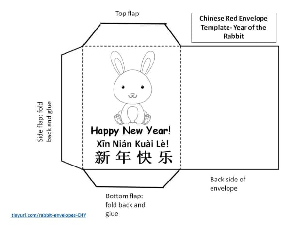 Year of the Rabbit template for lucky red envelope - page 1