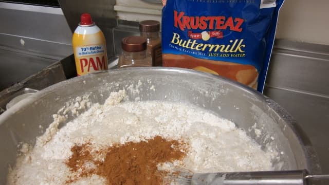 Cinnamon is added to pancake batter.