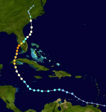 The path of Hurricane Ian
