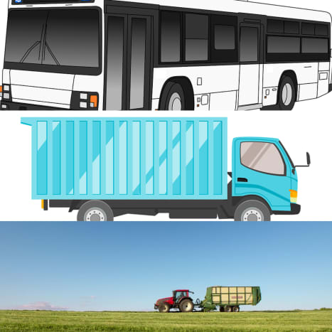 Bus, Truck, Tractor