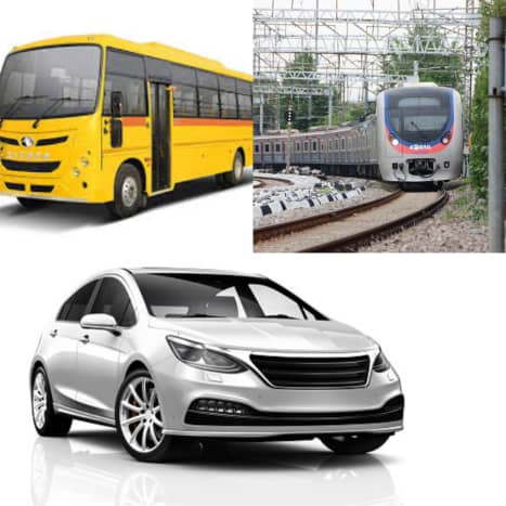 Buses, Cars, Passengers trains