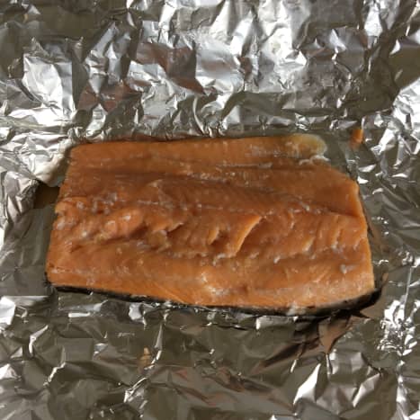 Hot smoked rainbow trout portion