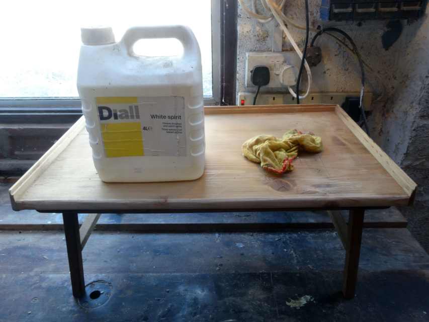 Upcycling Folding Bed Table from Hardboard Top to Solid Pine Wood Table