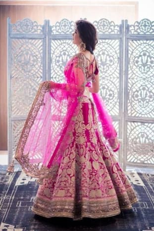 pink bridal lengha