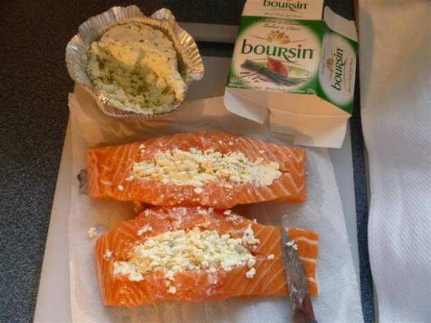 Boursin Stuffed Salmon With Roasted Red Pepper Sauce Delishably Food And Drink