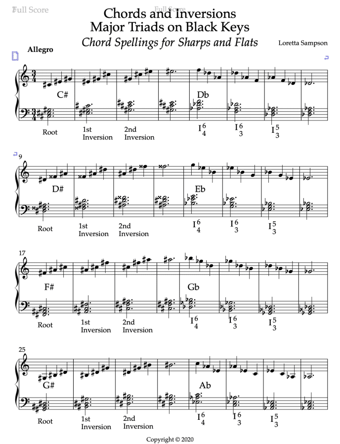 Free Sheet Music For Chord Inversions Of Major Key Triads With