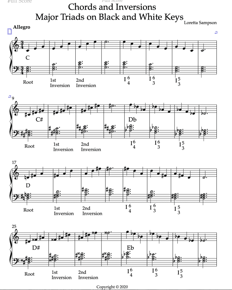 Free Sheet Music For Chord Inversions Of Major Key Triads With ...
