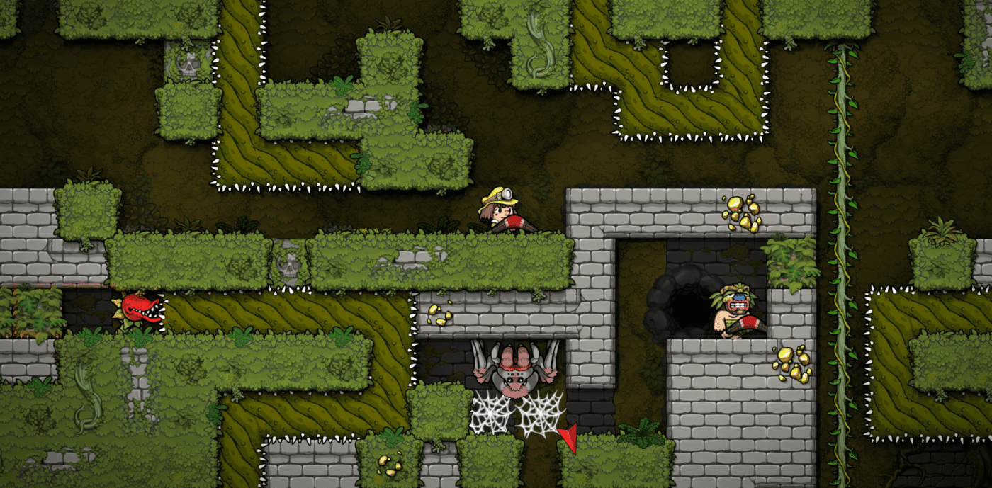 The Jungle vs. Volcana in "Spelunky 2" LevelSkip