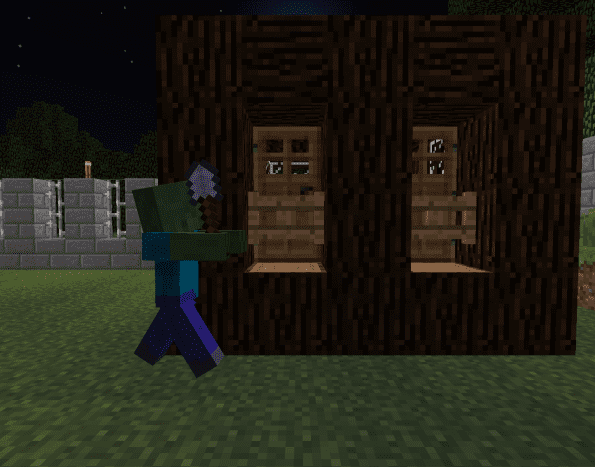 Zombies were uninterested in my villagers with fence gates in front of the doors. 