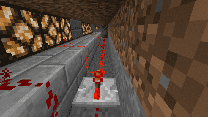 The redstone lamps are connected by a redstone circuit around the underground farm.