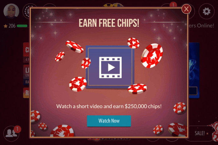 This is a video ad for free chips.