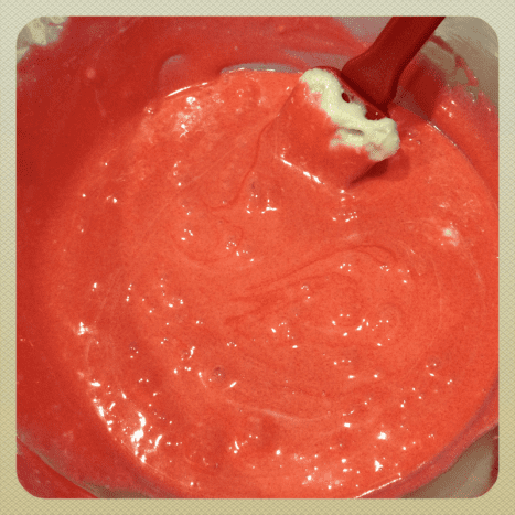 Add Jell-O mix to the melty marshmallows and stir. 
