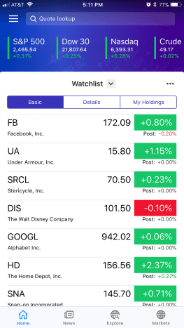 Open the Yahoo Finance app on your smart device. Tap the hamburger icon in the upper left corner of the screen.