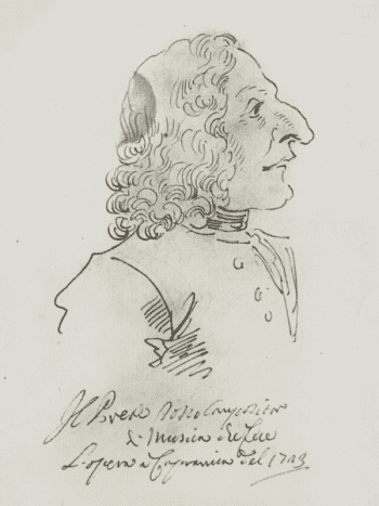 A caricature drawing of Antonio Vivaldi