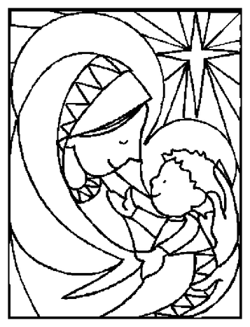 Mary Holding Jesus Coloring Page