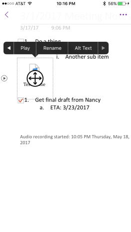 Tap the audio file icon, and then tap &quot;Alt Text.&quot;