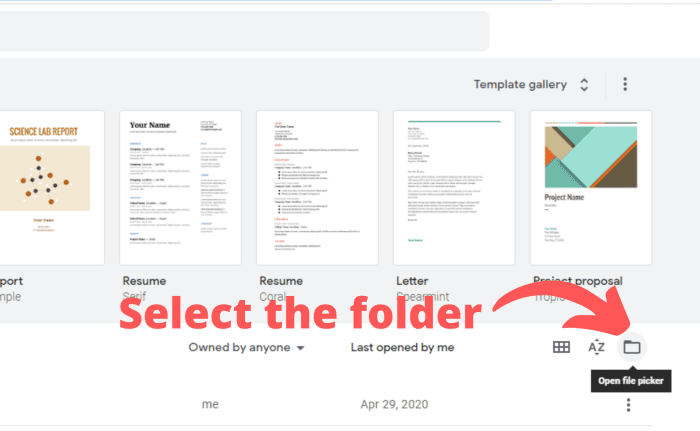 Select the folder in the middle of the page on the right-hand side.