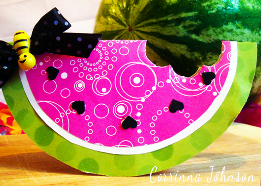 DIY Watermelon Card With Heart Seeds And A Yellow Bee