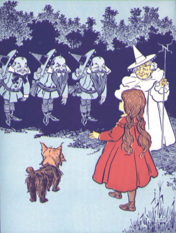 Dorothy meets the Munchkins. Original illustration from the book.