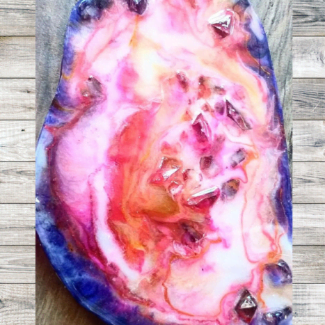 This is an example of a fully-dried resin geode.