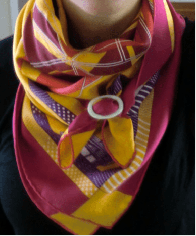 colorful silk scarf with a scarf ring