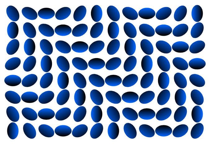 Moving beans optical illusion.  The beans appear to ripple and move as you move your eyes around the image