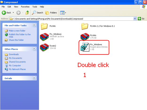 double click file fix_window.reg