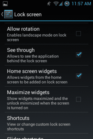 Lockscreen options in PAC. You can see which app runs in the background when you phone is locked.