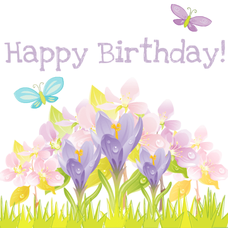 Butterfly and flower Happy Birthday clip art