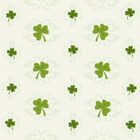 Free St. Patrick's Day scrapbook papers: Green shamrocks and scrollwork on an ivory background