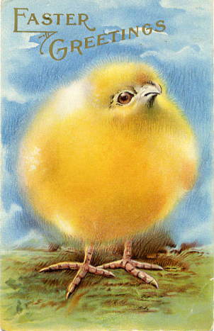 Fluffy yellow vintage Easter chick