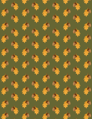 Acorn and oak leaf scrapbooking paper with avocado green background