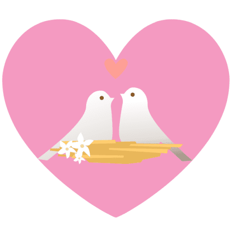 Lovebirds pink heart clip art image