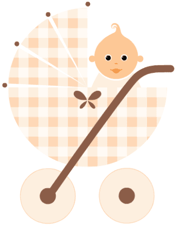 Free baby clipart: baby in a beige baby carriage