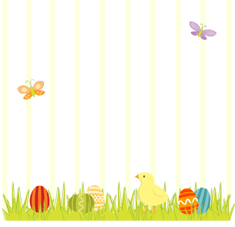 Easter scrapbook layout: Baby chick with Easter eggs in the grass