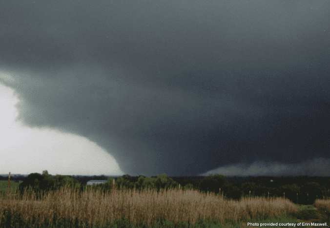 This photo of Tornado was taken near the Bridge Creek, OK area on May 3, 1999, by NWS Norman general forecaster Erin Maxwell before it moved into Oklahoma City OK.