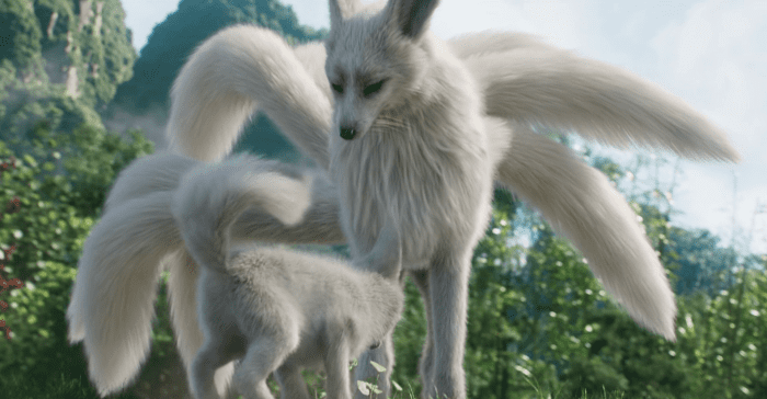 The 9 Tail White Fox or Jiu Wei Hu shown in the Ta Lo scene in Shang-Chi and the Legend of the Ten Rings