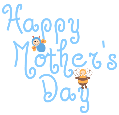 Happy Mother's Day clip art -- busy bees -- blue