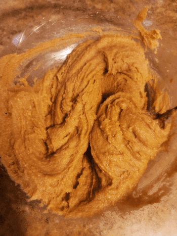 Cream sugars, vanilla, and applesauce. Stir in peanut butter.