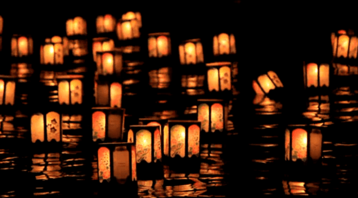 Release of lanterns in Tokyo