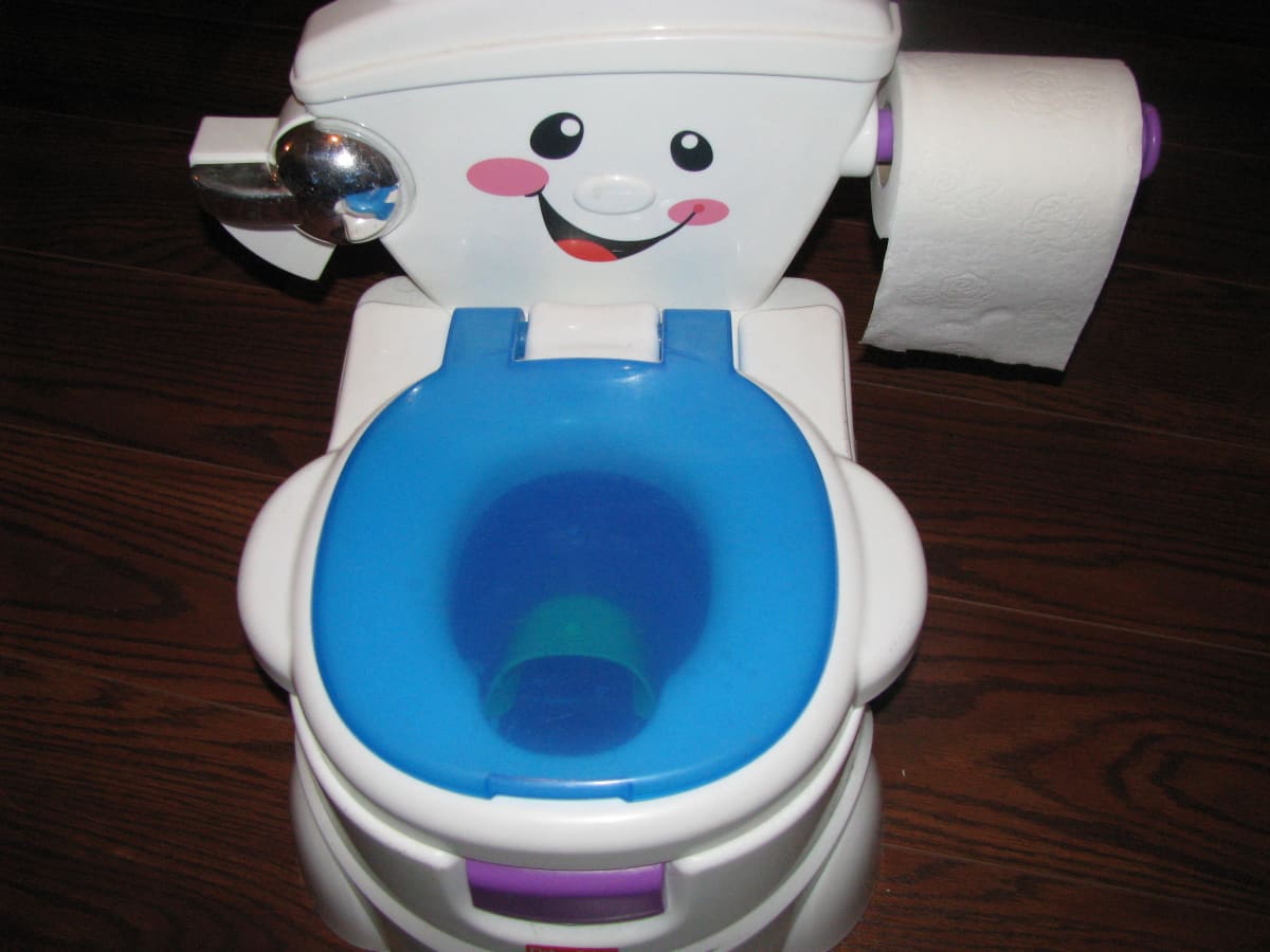 Fisher Price Little People PLAY TOILET for BABY FPLP Figure Flushes Pee down 