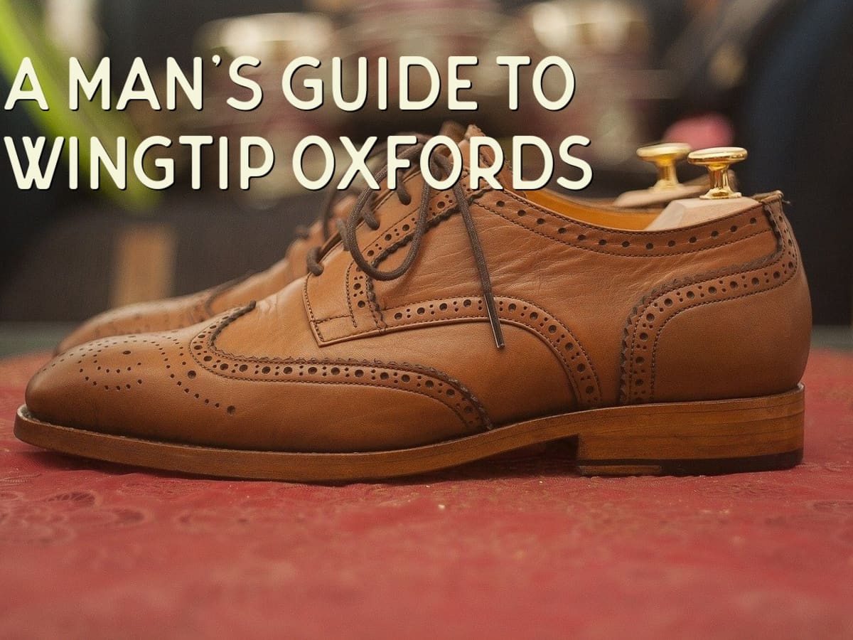 Handmade Men's Leather Grain Oxford Wingtip Brown Brogue Toe Cap Shoes-943 