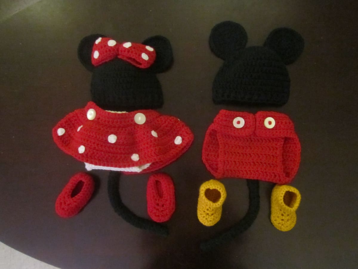 Newborn Girls Baby Clothes Minnie Mickey Mouse Crochet Knit  Photo Prop Outfit 
