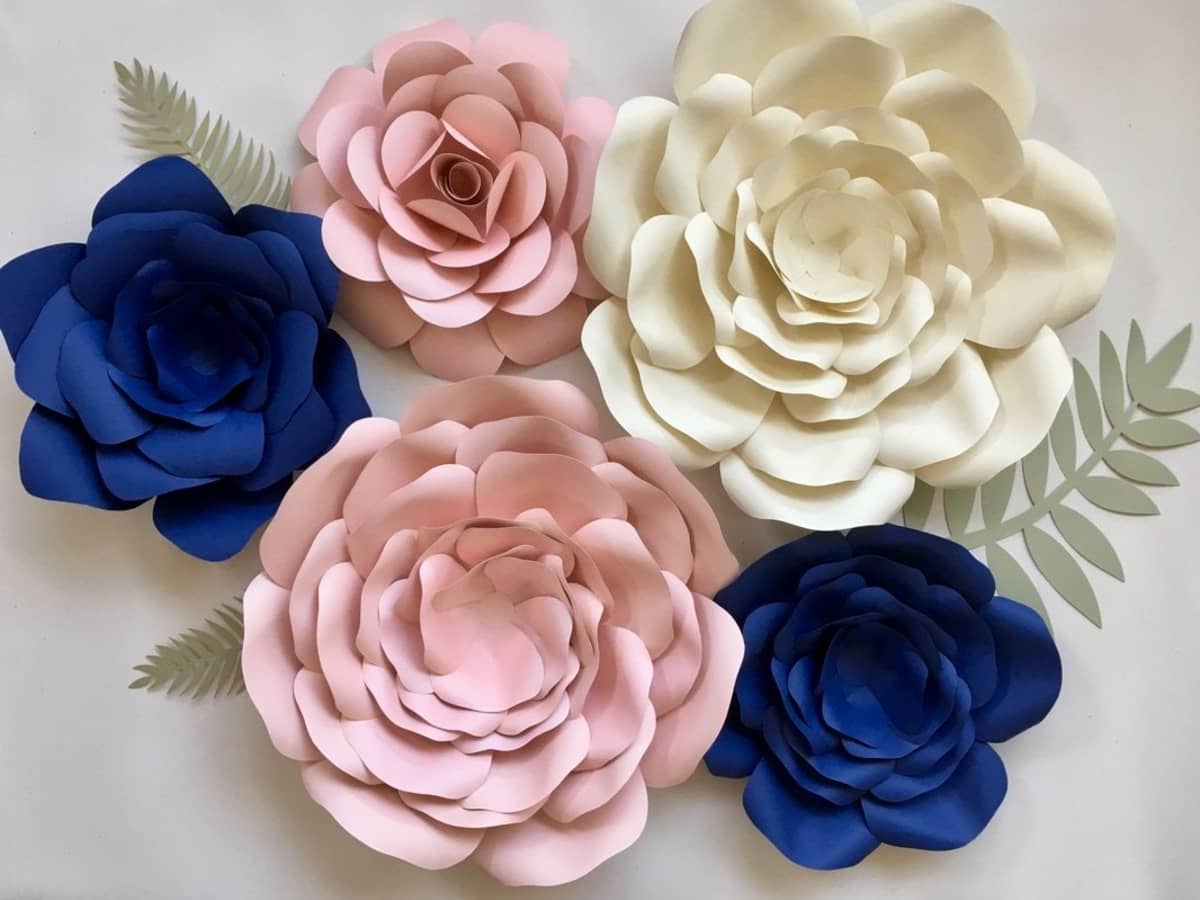 Handcrafted Paper Flowers: Roses (6 Stems) with Happy Birthday Pop
