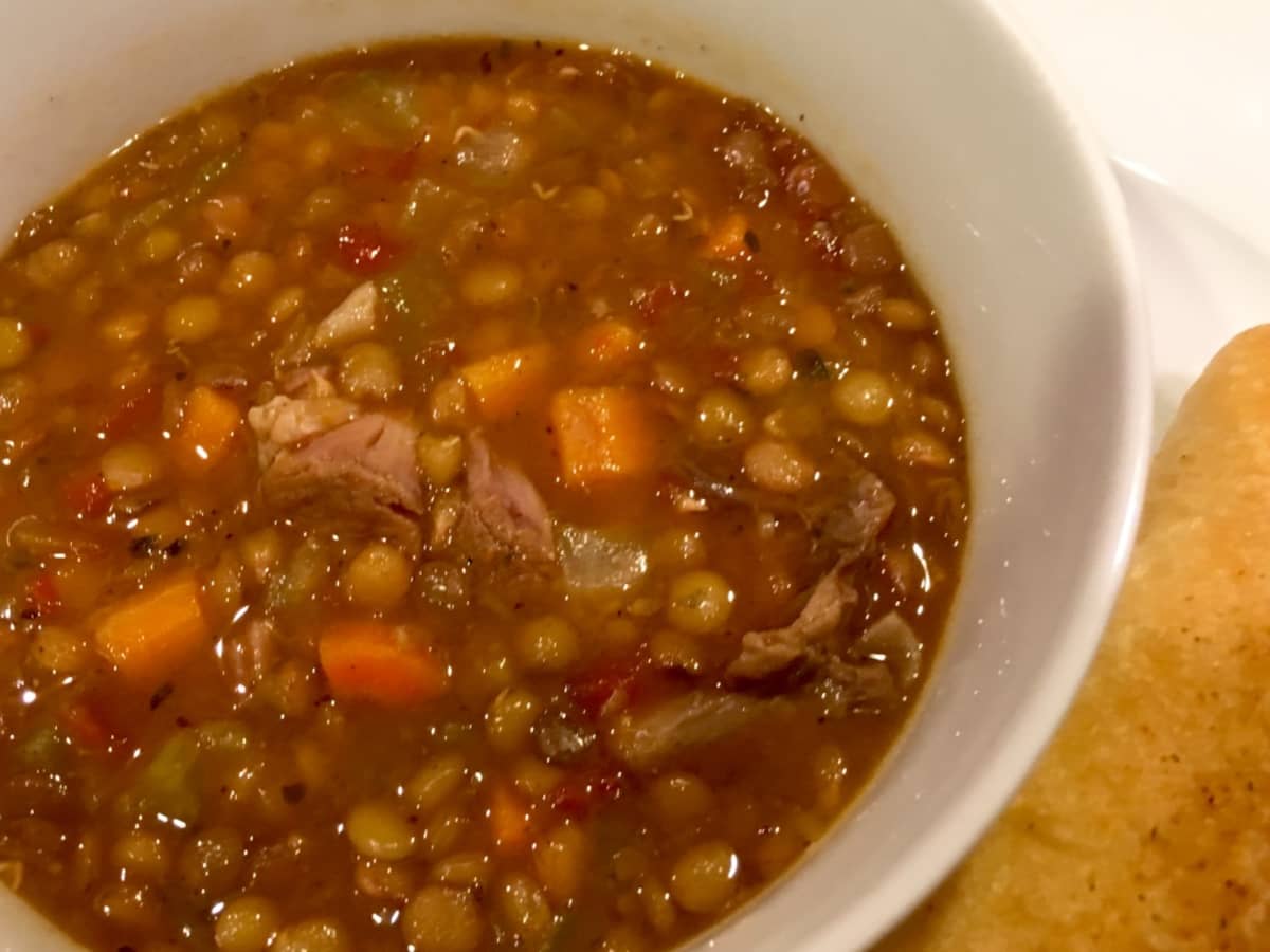 h*t I Bake: Lentil Soup made with Homemade Lamb Stock