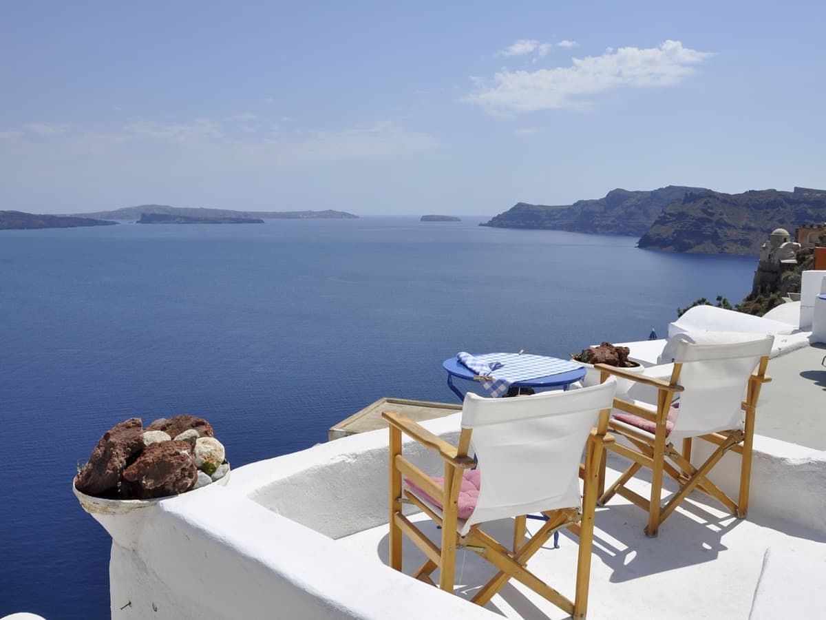 Greece mediterranean sea sea view restaurant in santorini hi-res