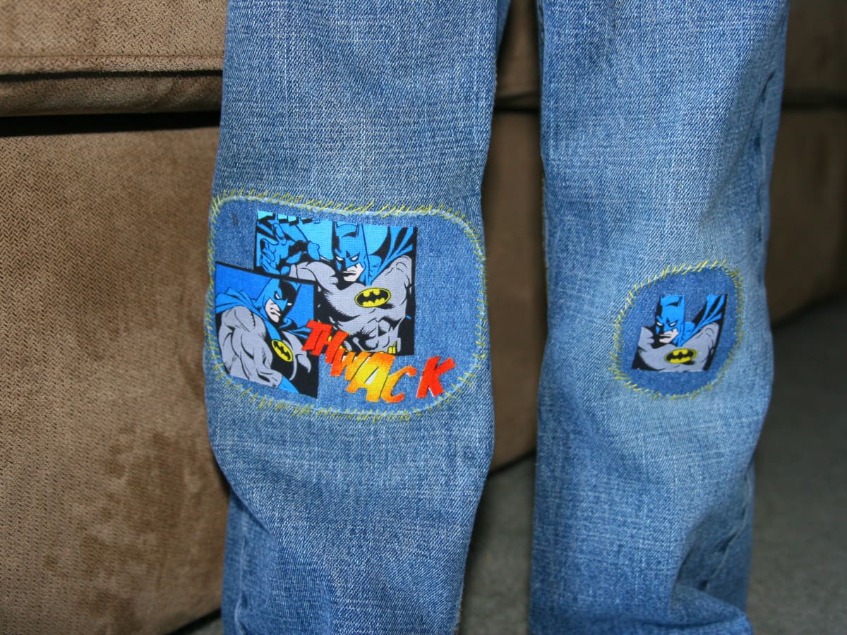 patching holes in the knees of jeans