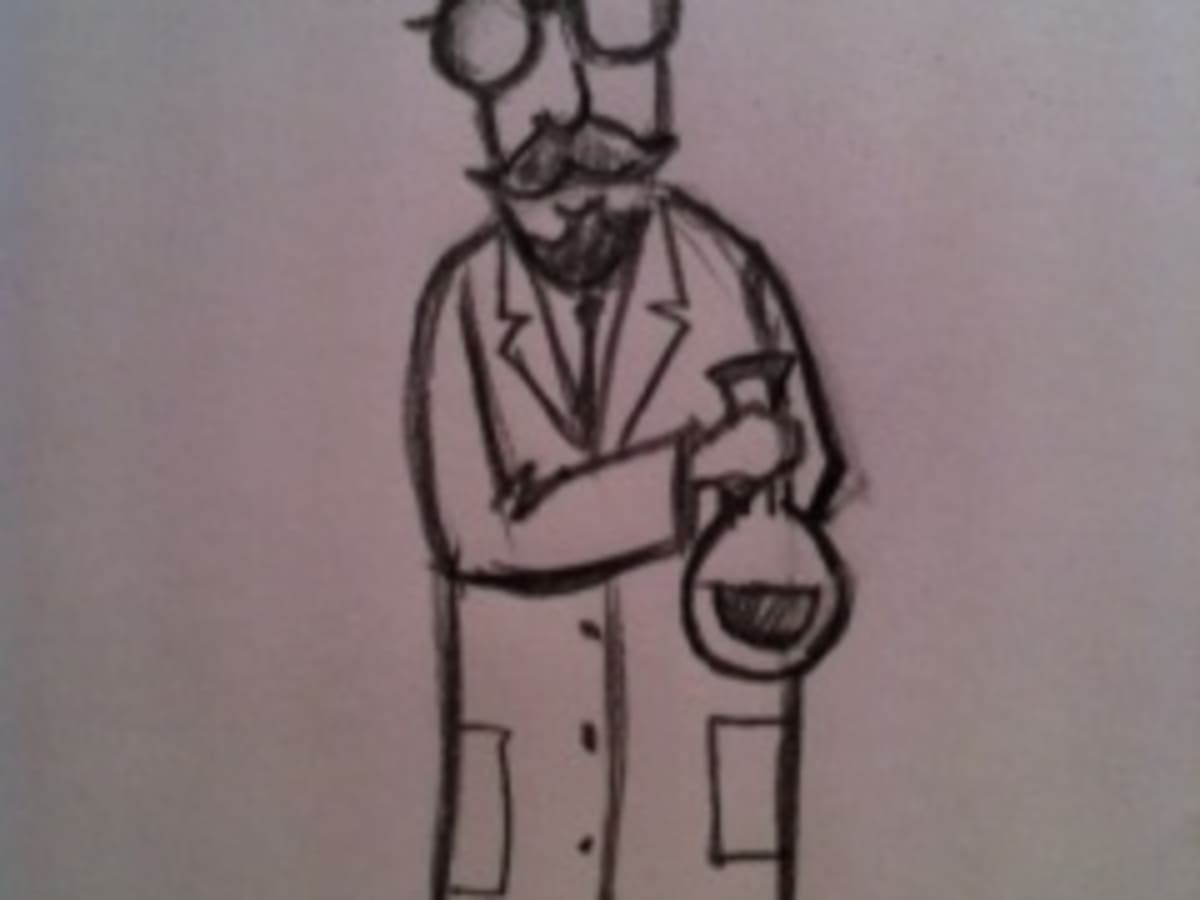 scientist in lab drawing